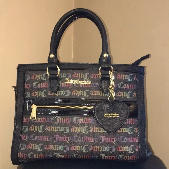 美品　JUICY COUTURE バニティバッグ　かばん　ミラー付き　ブラック 美品 JUICY COUTURE バニティバッグ かばん ミラー付き ブラック